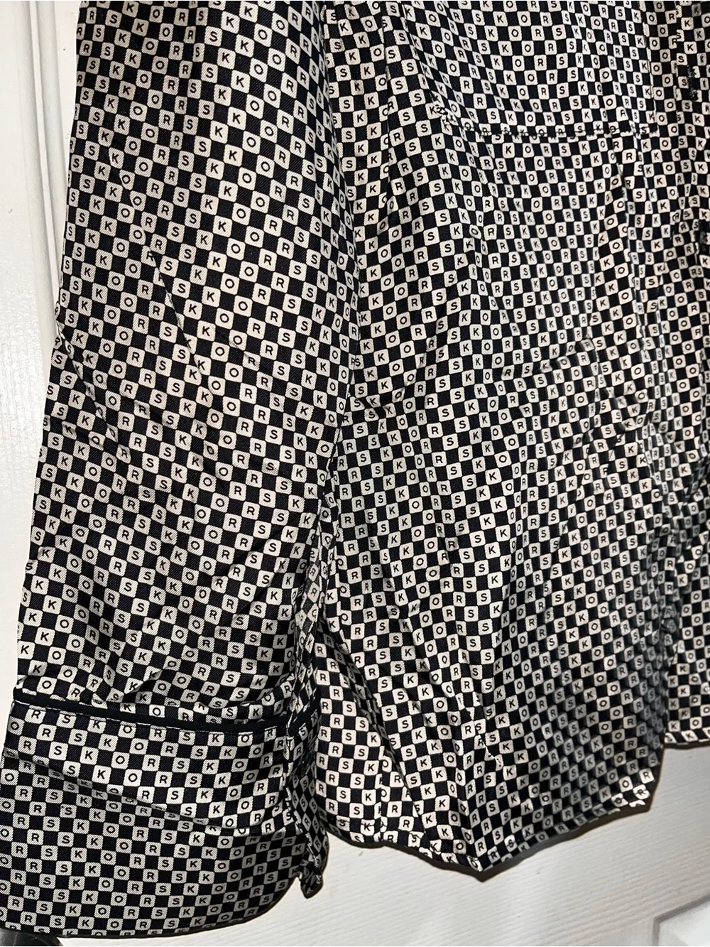 Michael Kors Black and White Geometric Print Pajama Top